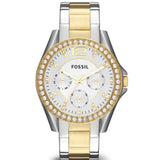 Fossil Riley White Dial Two Tone Steel Strap Watch for Women - ES3204