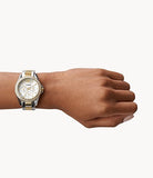 Fossil Riley White Dial Two Tone Steel Strap Watch for Women - ES3204