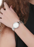 Fossil Virginia Silver Dial Silver Steel Strap Watch for Women - ES3282