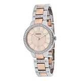 Fossil Virginia Rose Gold Dial Two Tone Steel Strap Watch for Women - ES3405