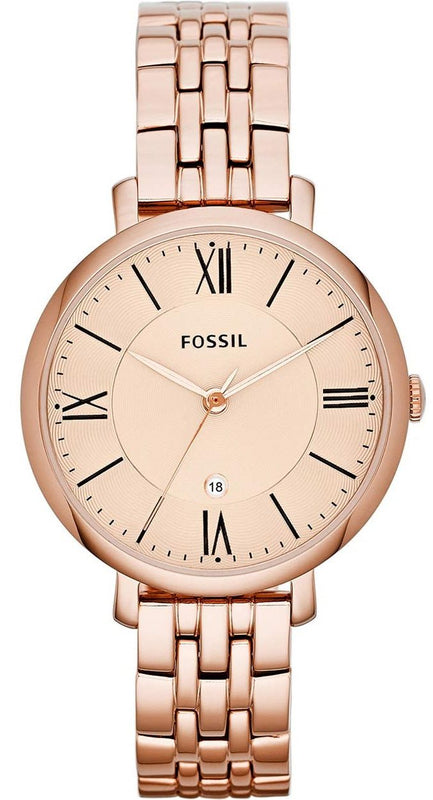 Fossil Jacqueline Rose Gold Dial Rose Gold Steel Strap Watch for Women