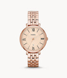 Fossil Jacqueline Rose Gold Dial Rose Gold Steel Strap Watch for Women - ES3435