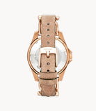 Fossil Riley White Dial Sand Leather Strap Watch for Women - ES3466