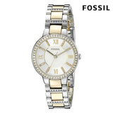 Fossil Virginia Silver Dial Two Tone Steel Strap Watch for Women - ES3503