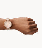 Fossil Jacqueline Rose Gold Dial Rose Gold Steel Strap Watch for Women - ES3546