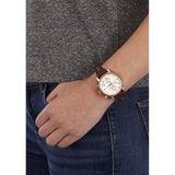 Fossil Boyfriend White Dial Brown Leather Strap Watch for Women - ES3616