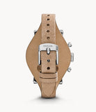 Fossil Boyfriend Chronograph White Dial Brown Leather Strap Watch for Women - ES3625