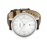 Fossil Jacqueline White Dial Brown Leather Strap Watch for Women - ES3708