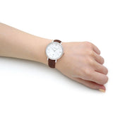 Fossil Jacqueline White Dial Brown Leather Strap Watch for Women - ES3708
