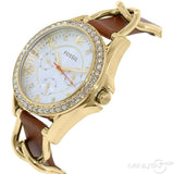 Fossil Riley Multifunction White Dial Orange Leather Strap Watch for Women - ES3723