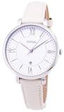 Fossil Jacqueline Beige Dial Pink Leather Strap Watch for Women - ES3793