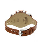 Fossil Boyfriend Chronograph White Dial Brown Leather Strap Watch for Women - ES3837