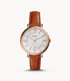 Fossil Jacqueline White Dial Brown Leather Strap Watch for Women - ES3842