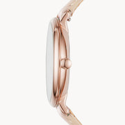 Fossil Jacqueline White Dial Pink Leather Strap Watch for Women - ES3988