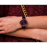 Fossil Jacqueline Burgundy Dial Burgundy Leather Strap Watch for Women  - ES4099