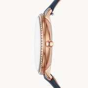 Fossil Jacqueline White Dial Blue Leather Strap Watch for Women - ES4291
