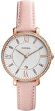 Fossil Jacqueline White Dial Pink Leather Strap Watch for Women - ES4303