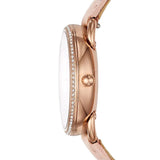 Fossil Tailor Quartz White Dial Pink Leather Strap Watch for Women - ES4393