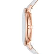 Fossil Jacqueline Quartz Mother of Pearl White Dial White Leather Strap Watch for Women - ES4579