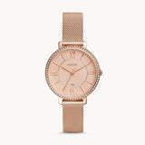 Fossil Jacqueline Quartz Rose Gold Dial Rose Gold Mesh Strap Watch for Women - ES4628