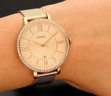 Fossil Jacqueline Quartz Rose Gold Dial Rose Gold Mesh Strap Watch for Women - ES4628