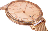 Fossil Jacqueline Quartz Rose Gold Dial Rose Gold Mesh Strap Watch for Women - ES4628