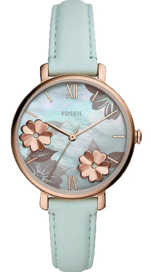 Fossil Jacqueline Multi Colored Dial Blue Leather Strap Watch for Women - ES4813