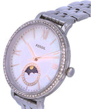 Fossil Jacqueline Multifunction Moonphase White Dial Silver Steel Strap Watch for Women - ES5164