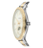 Fossil Jacqueline Analog Moonphase Mother of Pearl White Dial Two Tone Steel Strap Watch for Women - ES5166