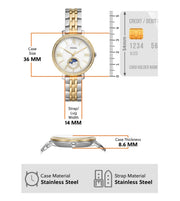 Fossil Jacqueline Analog Moonphase Mother of Pearl White Dial Two Tone Steel Strap Watch for Women - ES5166