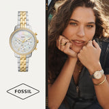 Fossil Neutra Chronograph Mother of Pearl White Dial Two Tone Steel Strap Watch for Women - ES5216