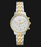 Fossil Neutra Chronograph Mother of Pearl White Dial Two Tone Steel Strap Watch for Women - ES5216