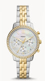 Fossil Neutra Chronograph Mother of Pearl White Dial Two Tone Steel Strap Watch for Women - ES5216