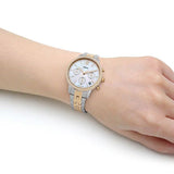 Fossil Neutra Chronograph Mother of Pearl White Dial Two Tone Steel Strap Watch for Women - ES5216