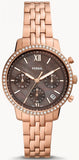 Fossil Neutra Chronograph Mother of Pearl Brown Dial Rose Gold Steel Strap Watch for Women - ES5218