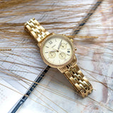 Fossil Neutra Chronograph Gold Dial Gold Steel Strap Watch for Women - ES5219