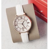 Fossil Jacqueline Quartz Mother of Pearl White Dial White Leather Strap Watch for Women - ES4579