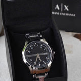 Armani Exchange Hampton Chronograph Black Dial Silver Steel Strap Watch For Men - AX2103