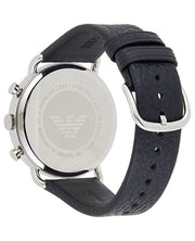 Emporio Armani Aviator Blue Dial Blue Leather Strap Watch For Men - AR11105