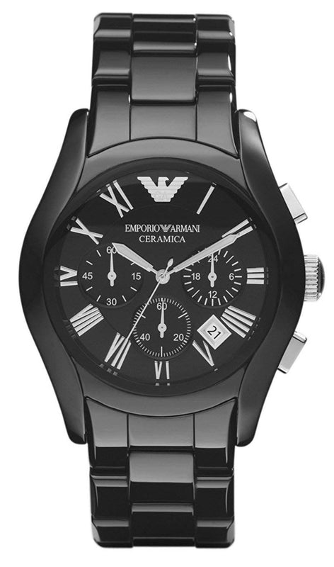 🎁 Emporio Armani Valente Chronograph Black Dial Black Ceramic Strap Watch For Men - AR1400 (100% off)