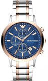 Emporio Armani Renato Chronograph Blue Dial Two Tone Steel Strap Watch For Men - AR80025