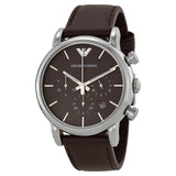 Emporio Armani Classic Chronograph Brown Dial Brown Leather Strap Watch For Men - AR1734