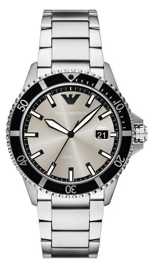 Emporio Armani World Explorer Silver Dial Silver Steel Strap Watch for Men - AR11683