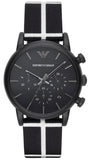 Emporio Armani Classic Black Dial Black Leather Strap Watch For Men - AR1860