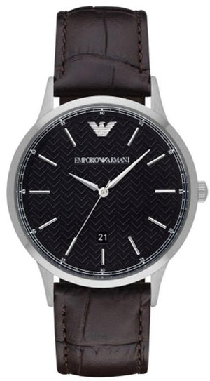 Emporio Armani Renato Quartz Black Dial Brown Leather Strap Watch For Men - AR11187