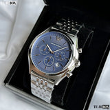 Emporio Armani Luigi Chronograph Quartz Blue Dial Silver Steel Strap Watch For Men - AR1974