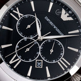 Emporio Armani Giovanni Chronograph Black Dial Silver Steel Strap Watch For Men - AR11208