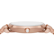 Emporio Armani Gianni T-Bar Crystals Silver Dial Rose Gold Steel Strap Watch For Women - AR11446