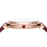 Emporio Armani Gianni T Bar Crystals Purple Dial Purple Leather Strap Watch for Women - AR11487