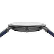 Emporio Armani Modern Slim Analog Silver Dial Blue Leather Strap Watch For Men - AR11214
